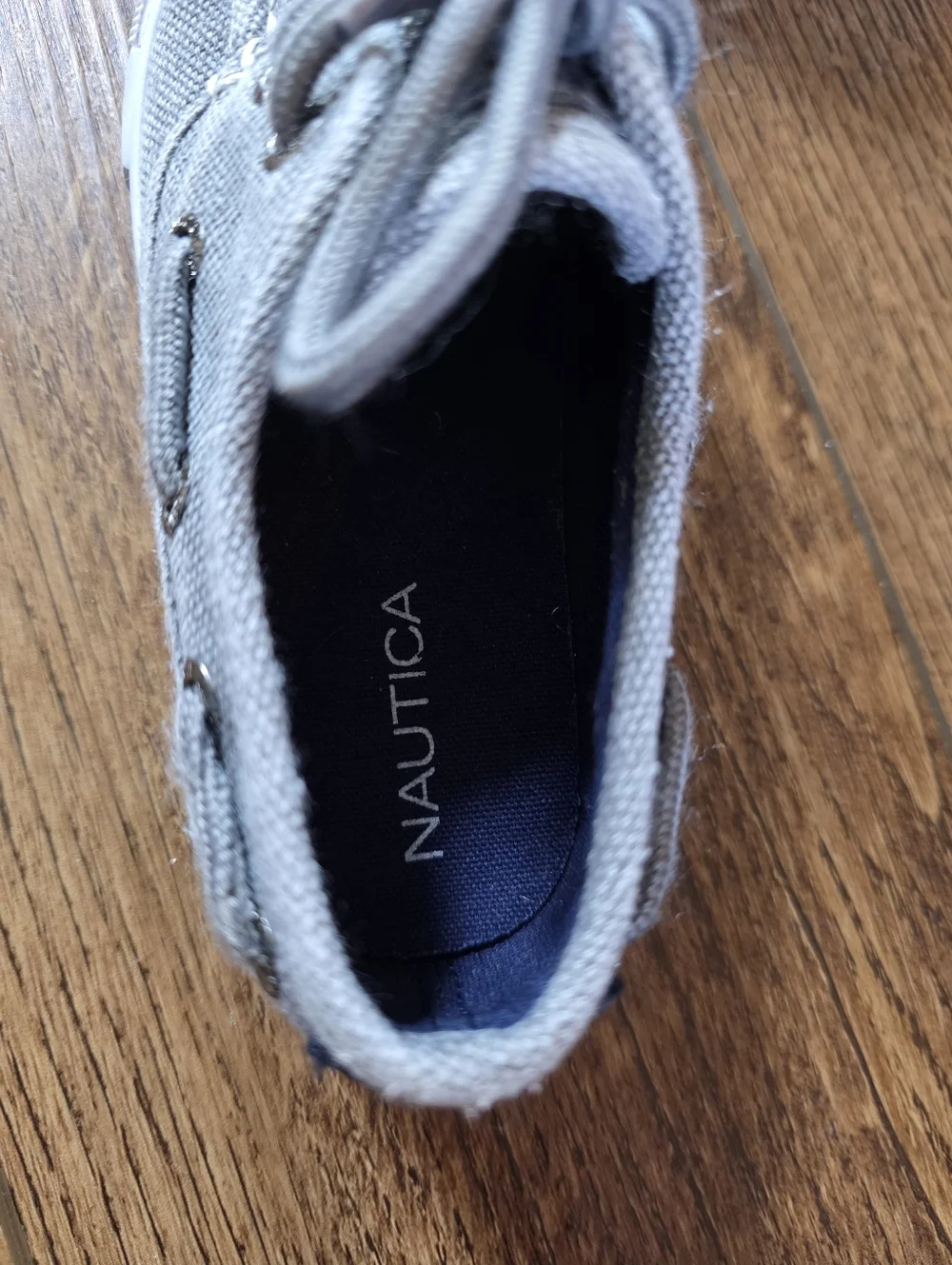 Nautica Kids Light Gray Canvas Moccasin Boat Shoes